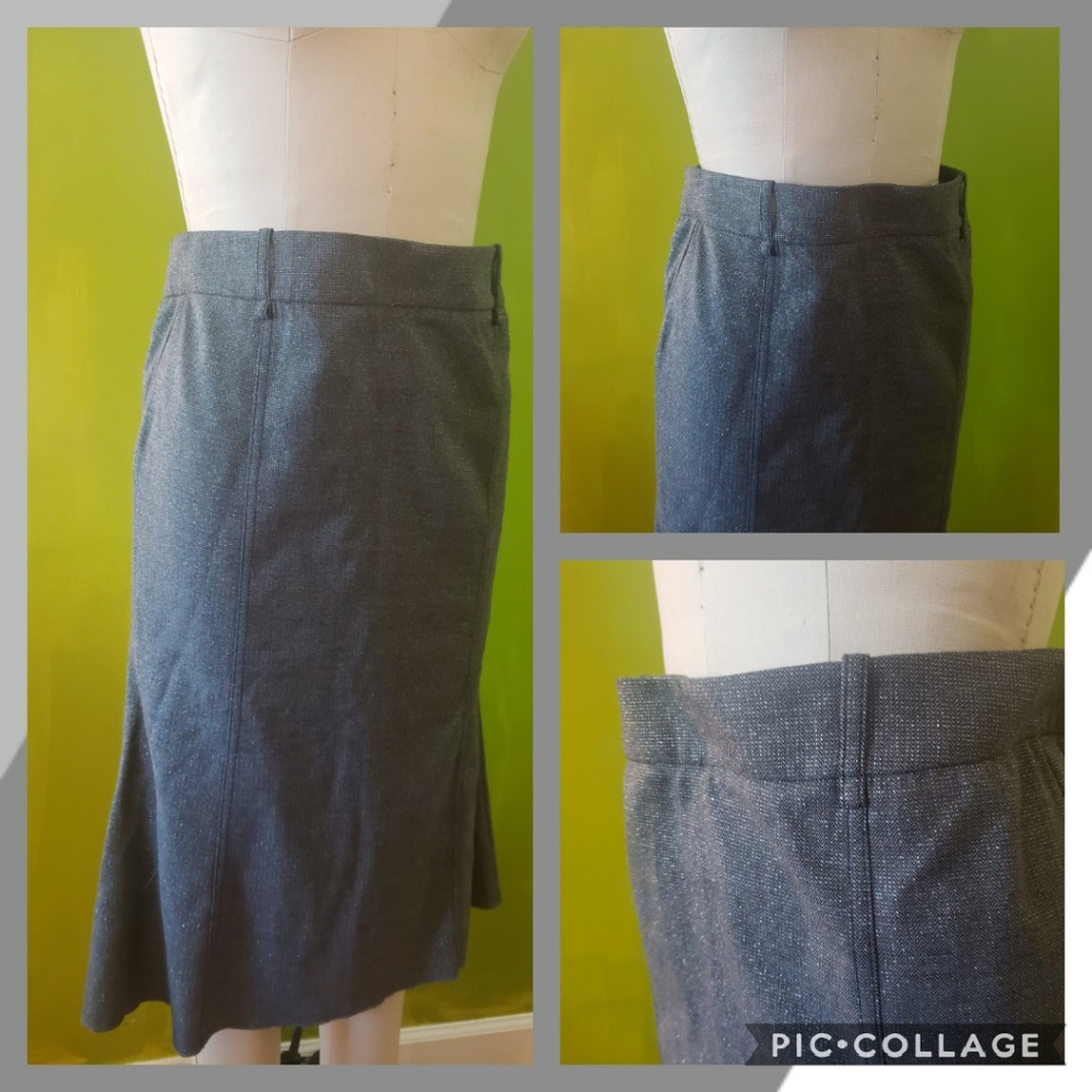 Black Halo Ruched Back Poly/Lurex Pencil Skirt